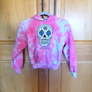 Girls (L) tie-dyed California sweatshirt hoodie with sugar skull